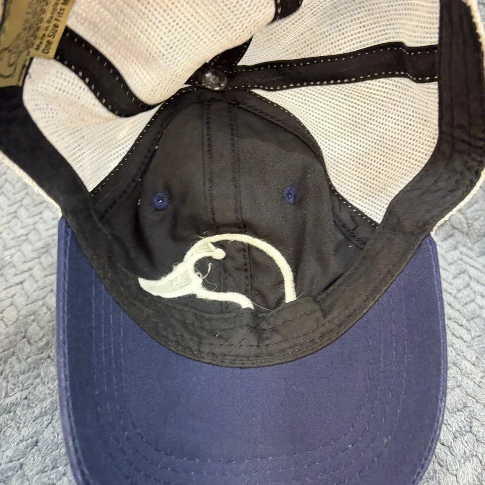 Ducks Unlimited Outdoor Cap Trucker Hat Navy Blue White Mesh Adjustable 0867